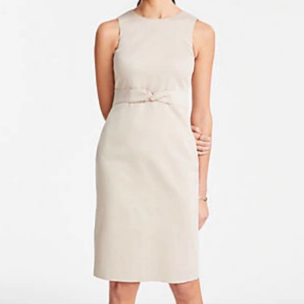 Ann Taylor Tan Sleeveless Sheath Dress Office Career